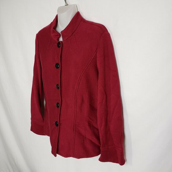 Coldwater Creek Womens Jacket Size 10 Tailored Fit Maroon Button Up Long Sleeve - Picture 5 of 10